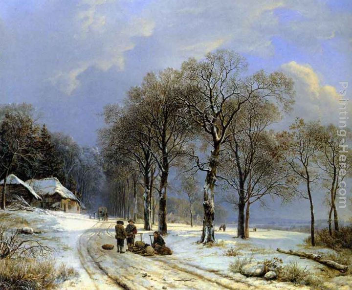 Winter landscape painting - Barend Cornelis Koekkoek Winter landscape art painting